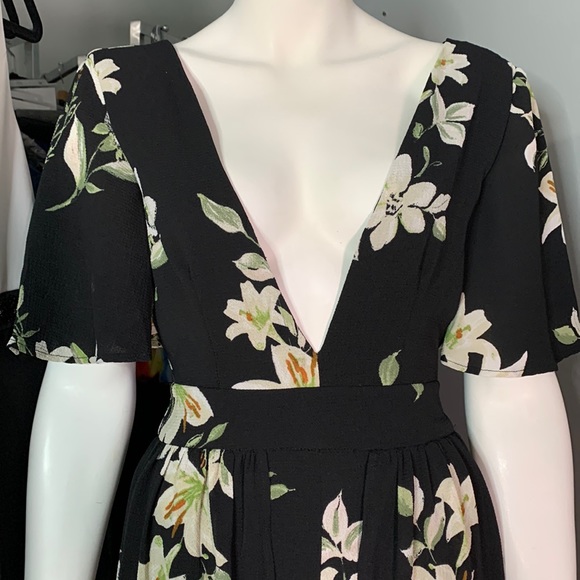 Socialite Black Floral Dress Jumpsuit Romper Maxi Medium - Picture 5 of 11